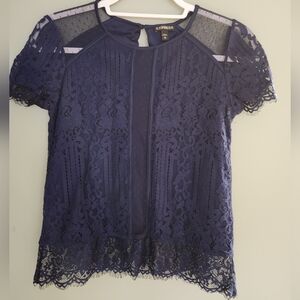Express Deep Blue Lace Blouse